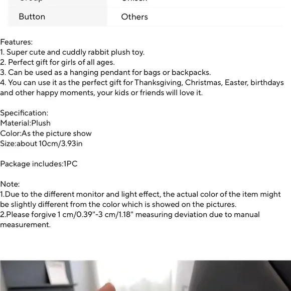 Adorable Bunny Keychain - Soft White Faux Fur - Picture 3 of 3